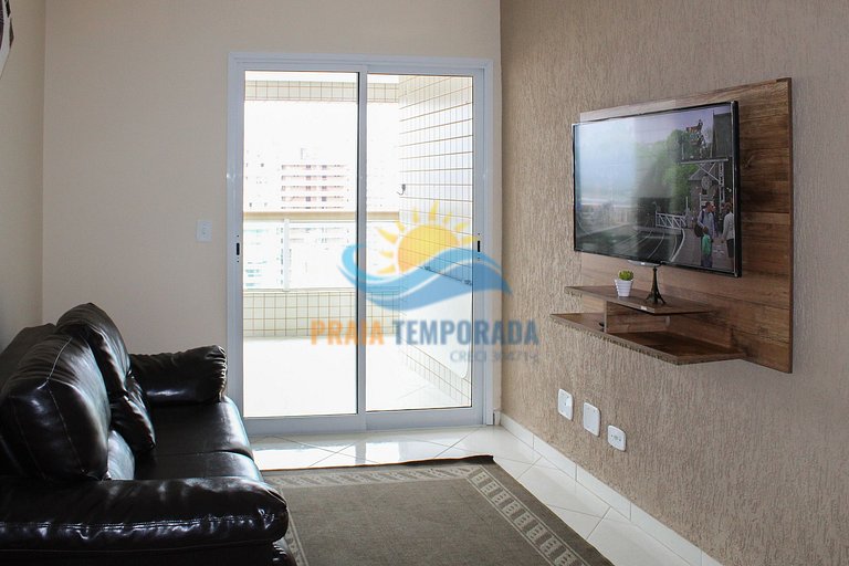 Apartamento com sacada gourmet e linda vista para praia