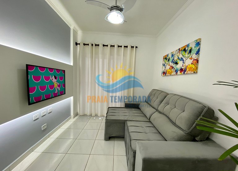 Apartamento com churrasqueira e linda vista para o mar