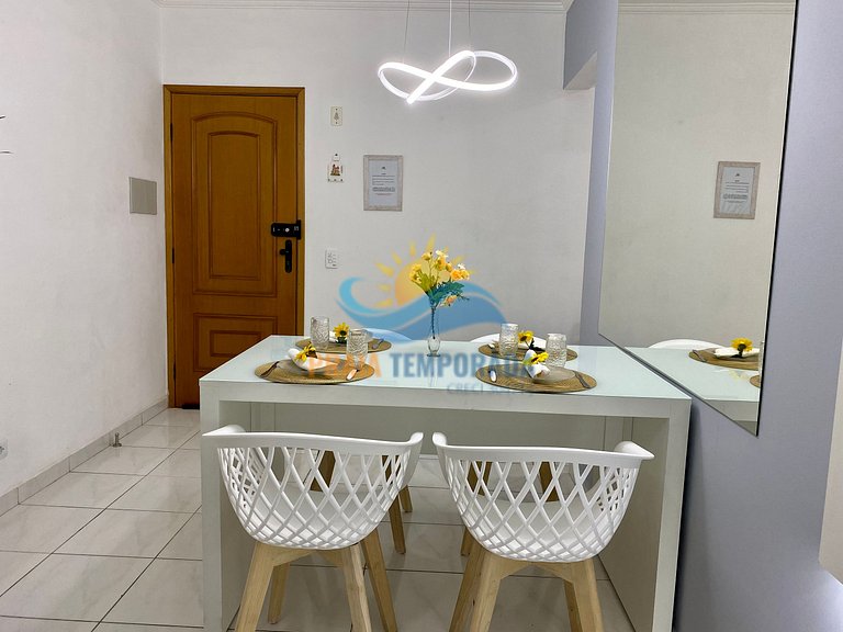 Apartamento com churrasqueira e linda vista para o mar