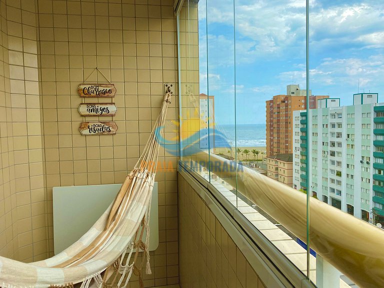 Apto temporada com vista para o mar da sacada na Guilhermina