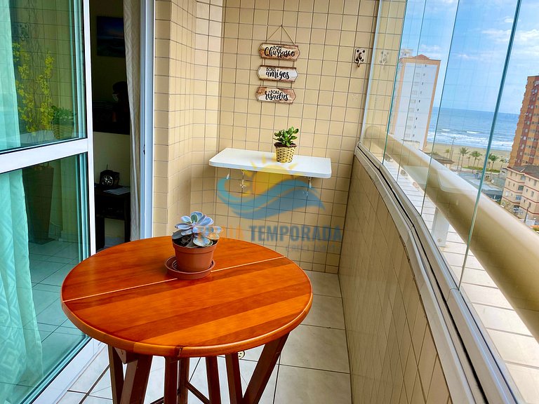 Apto temporada com vista para o mar da sacada na Guilhermina