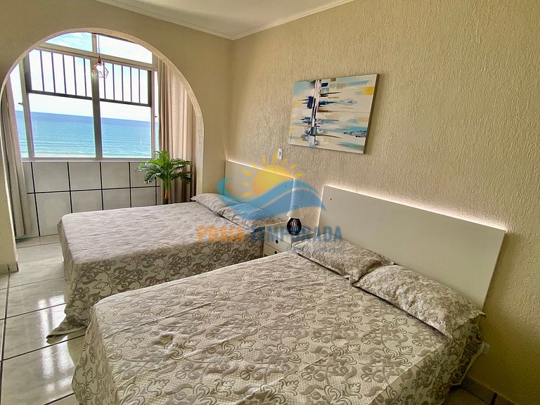 Apto 1 dorm frente ao mar na Guilhermina, portaria 24h, gara