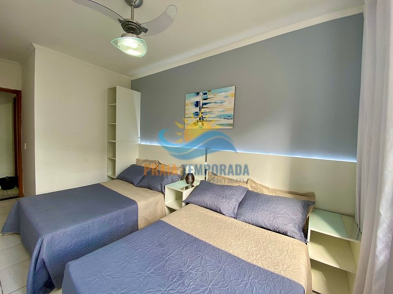 Apartamento com churrasqueira e linda vista para o mar