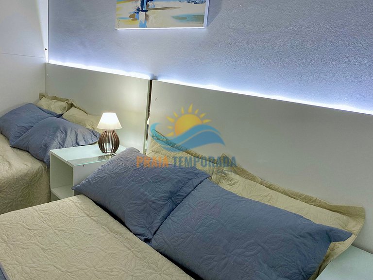 Apartamento com churrasqueira e linda vista para o mar