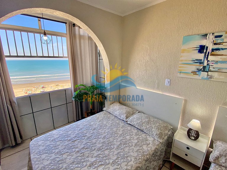Apto 1 dorm frente ao mar na Guilhermina, portaria 24h, gara
