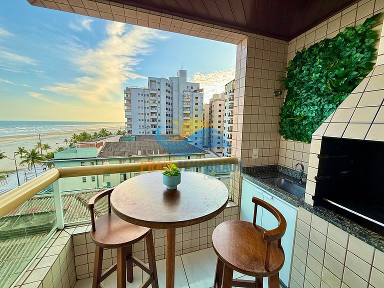 Apartamento com churrasqueira e linda vista para o mar