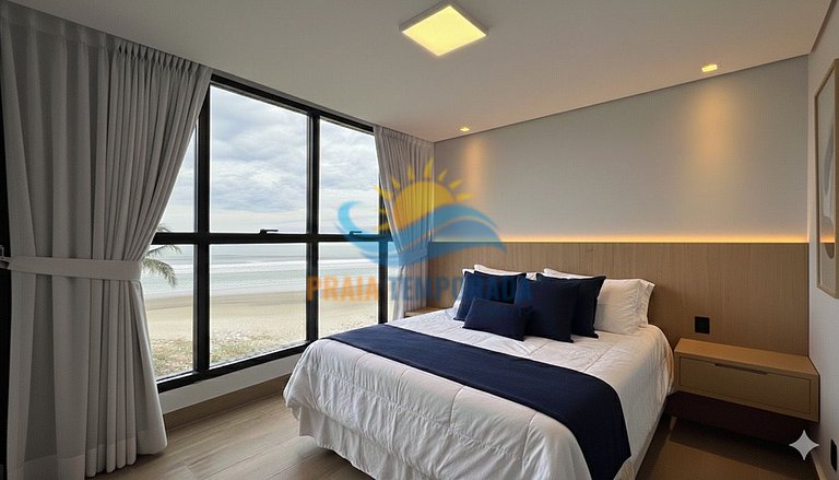 Suíte em pousada com vista panorâmica para o mar e banheira