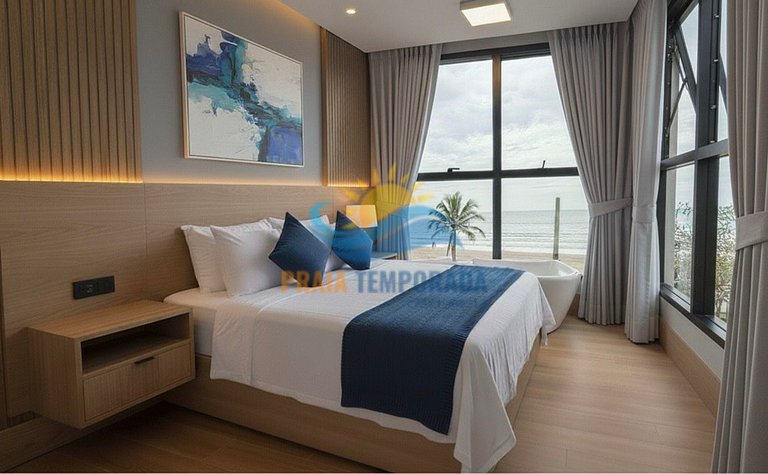 DE- Suíte vista mar, banheira e café da manhã