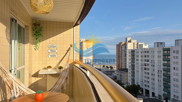Apto temporada com vista para o mar da sacada na Guilhermina